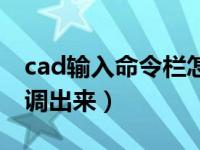 cad输入命令栏怎么调出来（cad输入栏怎么调出来）