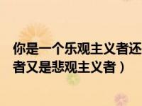 你是一个乐观主义者还是悲观主义者（你可以既是乐观主义者又是悲观主义者）