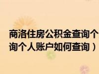 商洛住房公积金查询个人账户入口（陕西商洛住房公积金查询个人账户如何查询）