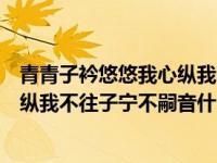 青青子衿悠悠我心纵我不往子宁不嗣音（青青子衿悠悠我心纵我不往子宁不嗣音什么意思）