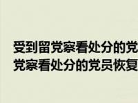 受到留党察看处分的党员恢复党员权利后多少内存（受到留党察看处分的党员恢复党员权利后）