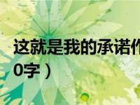 这就是我的承诺作文600字（我的承诺作文600字）