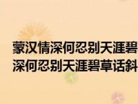 蒙汉情深何忍别天涯碧草话斜阳的意思和表达作用（蒙汉情深何忍别天涯碧草话斜阳的意思）
