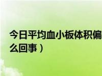 今日平均血小板体积偏高是怎么了（平均血小板体积偏高怎么回事）