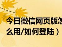 今日微信网页版怎样登录使用（微信网页版怎么用/如何登陆）