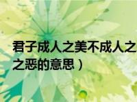 君子成人之美不成人之恶是什么意思（君子成人之美不成人之恶的意思）