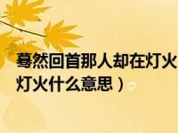 蓦然回首那人却在灯火阑珊处阑珊是指灯火什么（阑珊是指灯火什么意思）