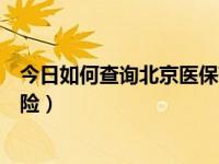 今日如何查询北京医保药品自付比例（如何查询北京医疗保险）