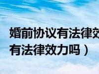 婚前协议有法律效力吗需要公证吗（婚前协议有法律效力吗）