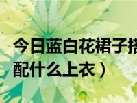 今日蓝白花裙子搭配什么上衣（蓝白条纹长裙配什么上衣）