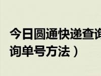 今日圆通快递查询单号在线查询（圆通快递查询单号方法）