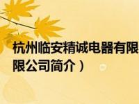 杭州临安精诚电器有限公司简介电话（杭州临安精诚电器有限公司简介）