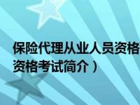 保险代理从业人员资格考试简介怎么写（保险代理从业人员资格考试简介）