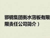 邯钢集团衡水薄板有限责任公司官网（邯钢集团衡水薄板有限责任公司简介）