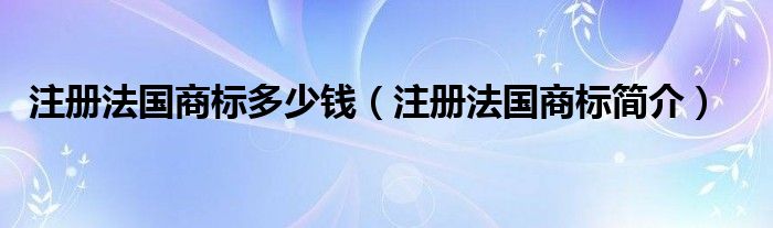 注册法国商标多少钱（注册法国商标简介）