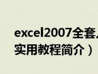 excel2007全套入门教程（中文Excel 2007实用教程简介）