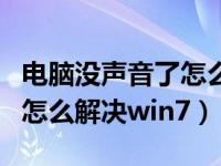 电脑没声音了怎么解决笔记本（电脑没声音了怎么解决win7）