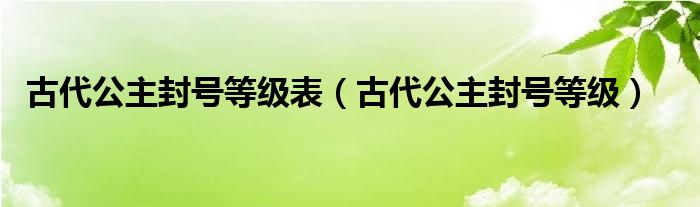 古代公主封号等级表（古代公主封号等级）