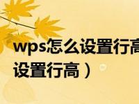 wps怎么设置行高和列宽自动调整（wps怎么设置行高）