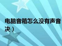 电脑音箱怎么没有声音（为什么电脑音箱没有声音了 如何解决）