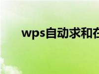 wps自动求和在哪里（wps自动求和）