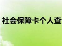 社会保障卡个人查询（社会保障卡是干嘛的）