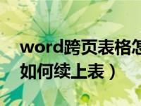 word跨页表格怎么加续表（word表格跨页如何续上表）