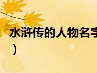 水浒传的人物名字急特点（水浒传的人物名字）