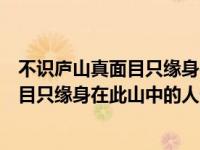 不识庐山真面目只缘身在此山中此山指的是（不识庐山真面目只缘身在此山中的人生哲理是什么）