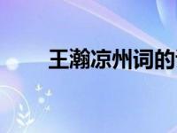 王瀚凉州词的诗意（凉州词的诗意）