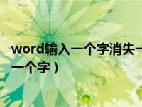word输入一个字消失一个字怎么办（word输入一个字消失一个字）