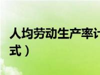 人均劳动生产率计算公式（劳动生产率计算公式）