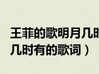 王菲的歌明月几时有歌名叫什么（王菲的明月几时有的歌词）