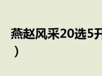 燕赵风采20选5开奖结果今天查询（燕赵风采）