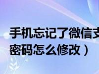 手机忘记了微信支付密码怎么修改（微信支付密码怎么修改）