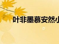 叶非墨慕安然小说名（叶非墨慕安然）