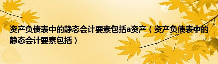 资产负债表中的静态会计要素包括a资产（资产负债表中的静态会计要素包括）