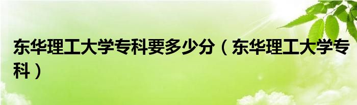 东华理工大学专科要多少分（东华理工大学专科）