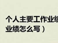 个人主要工作业绩怎么写简短（个人主要工作业绩怎么写）