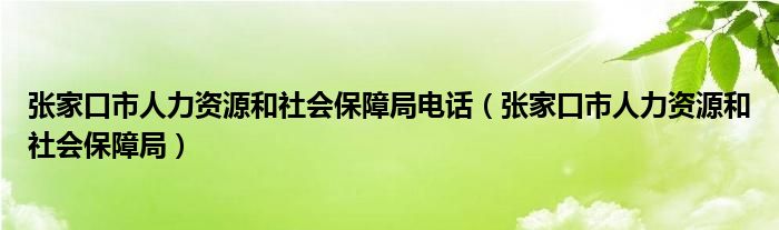 张家口市人力资源和社会保障局电话（张家口市人力资源和社会保障局）