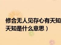 修合无人见存心有天知是什么意思英语（修合无人见存心有天知是什么意思）