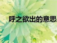 呼之欲出的意思是啥（呼之欲出的意思）
