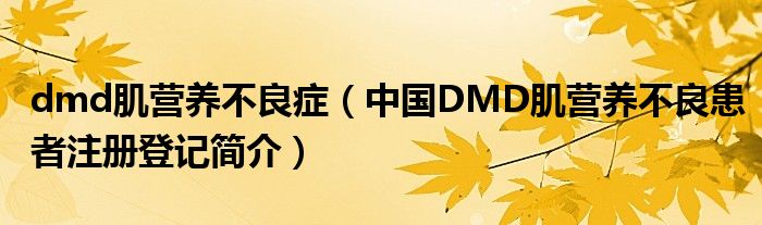 dmd肌营养不良症（中国DMD肌营养不良患者注册登记简介）