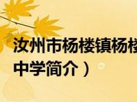 汝州市杨楼镇杨楼村（汝州市杨楼镇第一初级中学简介）