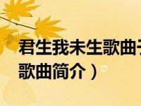 君生我未生歌曲于毅歌词（君生我未生-冰弦歌曲简介）