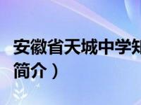 安徽省天城中学知名校友（安徽省天城中学志简介）