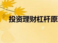 投资理财杠杆原理（理财杠杆效应简介）
