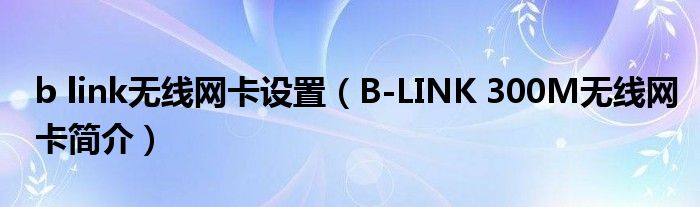b link无线网卡设置（B