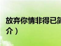 放弃你情非得已简介小说（放弃你情非得已简介）