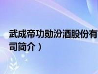 武成帝功勋汾酒股份有限公司（山西武成帝集团股份有限公司简介）